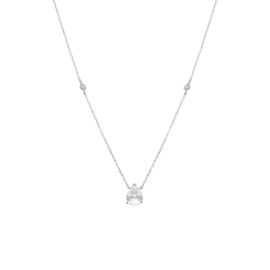 Collier en argent rhodi� pendant goutte d\'oxyde blanc - 42+3cm - Vue 2
