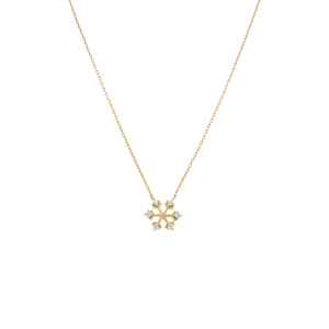 Collier en argent dor� pendentif flocon de neige avec oxydes blancs - Vue 2