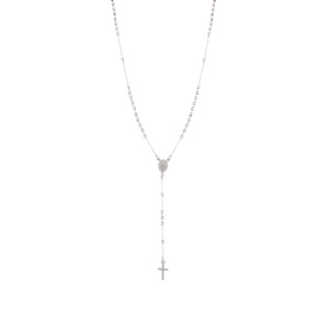 Collier en argent rhodi chapelet boules diamantes - 45+5cm - Vue 2