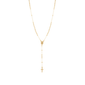 Collier en argent dor chapelet avec boules diamantes - 45+5cm - Vue 2