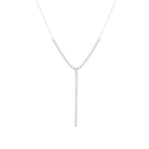 Collier en argent rhodi� forme cravate avec oxydes blancs sertis tennis 3mm - 38+5cm - Vue 2
