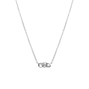 Collier en argent rhodi� infini et coeur avec oxydes blancs sertis 41+3cm - Vue 2