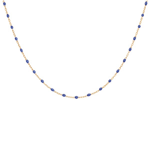 Collier en Argent et dorure jaune avec perles bleus fonc� 40+5cm - Vue 2