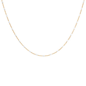 Collier en Argent et dorure jaune avec perles blanches 40+5cm - Vue 2