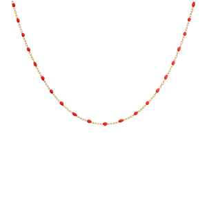 Sautoir en argent et dorure jaune avec olives couleur rouge 60+10cm - Vue 2