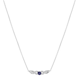 Collier en argent rhodi� cha�ne avec pendentif barrette Saphir v�ritable et Topazes blanches 42+3cm - Vue 2