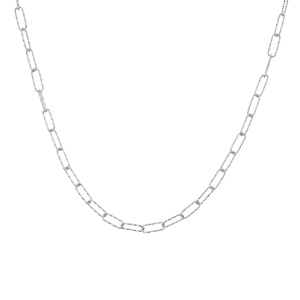 Collier en argent rhodi� grande maille rectangulaire diamant�e 38+5cm - Vue 2