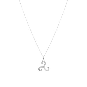 Collier en argent rhodi� pendentif triskel 14mm avec oxydes blancs - 40+5cm - Vue 2