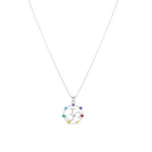 Collier en argent rhodi� pendentif chakra 14mm 7 oxydes - 40+5cm - Vue 2