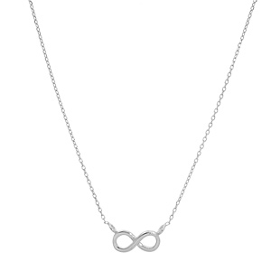 Collier en argent rhodi� cha�ne avec pendentif symbole infini - longueur 40cm + 3cm de rallonge - Vue 2