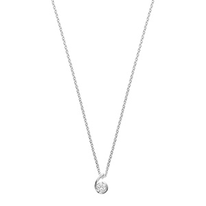 Collier en argent rhodi� cha�ne avec pendentif forme escargot avec oxyde blanc au milieu - longueur 40cm + 4cm de rallonge - Vue 2