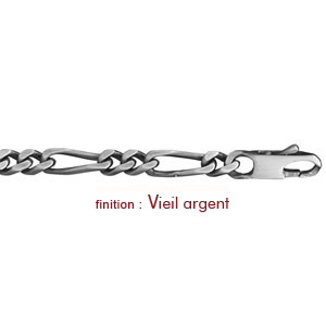 Cha�ne en argent mailles 1+2 largeur 6mm et longueur 55cm - Vue 2
