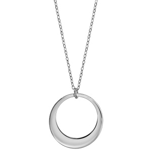 Collier en argent rhodi� cha�ne avec pendentif 1 anneau pr�nom � graver - longueur 40cm + 5cm de rallonge - Vue 2