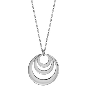 Collier en argent rhodi chane avec pendentif 3 anneaux prnom  graver - longueur 40cm + 5cm de rallonge - Vue 2