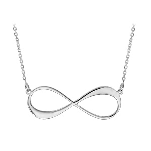 Collier en argent rhodi� cha�ne avec pendentif infini � graver 1 ou 2 pr�noms - longueur 40cm + 5cm de rallonge - Vue 2