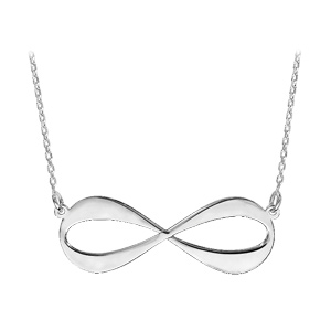Collier en argent rhodi� cha�ne avec pendentif infini � graver 3 ou 4 pr�noms - longueur 40cm + 5cm de rallonge - Vue 2