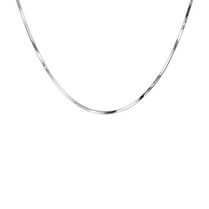 Collier en argent rhodi� maille miroir 40cm - Vue 2