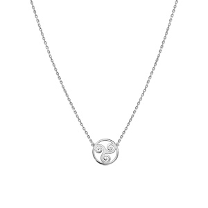 Collier en argent rhodi� cha�ne avec pendentif motif triskel 38cm + 4cm - Vue 2