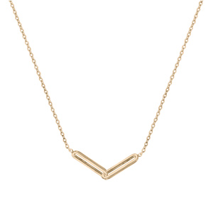 Collier en argent et dor� jaune avec motif rectangulaire 40+5cm - Vue 2