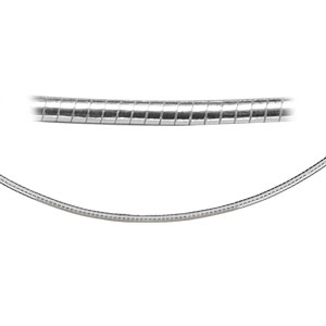 Collier en argent rhodi� maille om�ga ronde - largeur 1,35mm et longueur 40cm - Vue 2