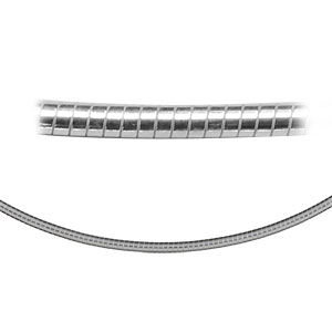 Collier en argent rhodi� maille om�ga ronde - largeur 1,9mm et longueur 42cm - Vue 2