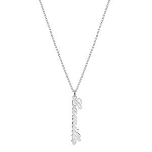 Collier en argent cha�ne for�at d�coupe laser 1 pr�nom lettre anglaise verticale 42cm et anneau � 40cm - Vue 2