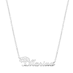 Collier en argent chane dcoupe 1 prnom lettre anglaise et motif arbre de vie 43cm - Vue 2
