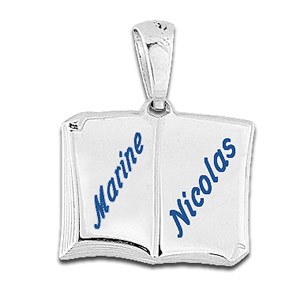 Pendentif en argent livre ouvert � graver petit mod�le - plaque prestige - Vue 2