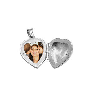 Pendentif en argent cassolette coeur ouvrag� - possibilit� d\'ins�rer 1 ou 2 photos droite et gauche - Vue 2