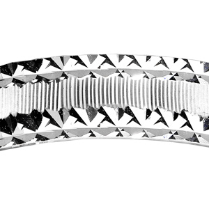 Alliance en argent rhodi� diamant�e et rainur�e largeur 4mm - Vue 2