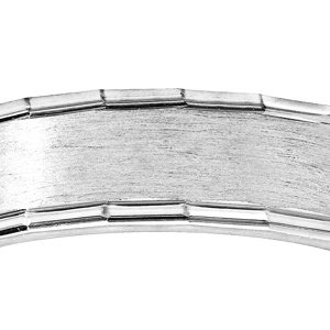 Alliance en argent rhodi� 5mm avec bande satin�e au milieu et bords bossel�s brillants - Vue 2