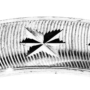Alliance en argent rhodi� diamant�e stries profondes et �toile largeur 6mm - Vue 2