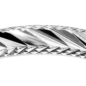 Alliance en argent 4 mm bande cisel�e en biais au milieu et bords cisel�s - Vue 2