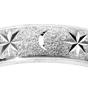 Alliance en argent rhodi� granit�e diamant�e �toile largeur 6mm - Vue 2