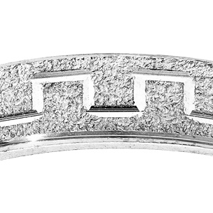 Alliance en argent rhodi� granit�e diamant�e motif grecque largeur 4mm - Vue 2