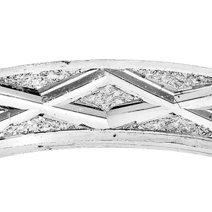 Alliance en argent rhodi� diamant�e en X largeur 4mm - Vue 2
