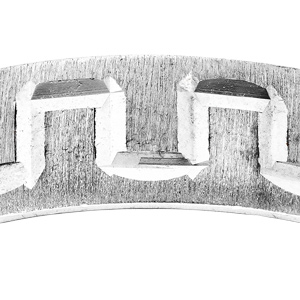 Alliance en argent rhodi� givr�e et diamant�e motif grecque largeur 5mm - Vue 2