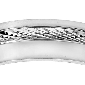 Alliance en argent rhodi� diamant�e et partie lisse largeur 6mm - Vue 2