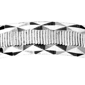 Alliance en argent rhodi� diamant�e stri�e contour dentel� largeur 4mm - Vue 2