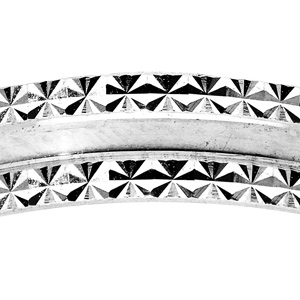 Alliance en argent rhodi� diamant�e bord crant� largeur 4mm - Vue 2