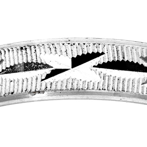 Alliance en argent rhodi� diamant�e en X avec striures largeur 4mm - Vue 2