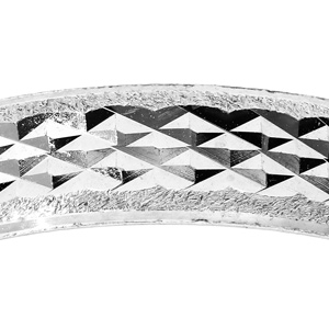 Alliance en argent rhodi� diamant�e facett�e en X largeur 4mm - Vue 2