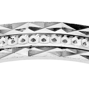 Alliance en argent rhodi� diamant�e et finement cisel�e largeur 4mm - Vue 2
