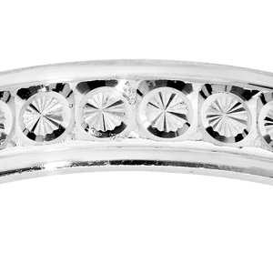 Alliance en argent rhodi� diamant�e rond finement cisel� largeur 4mm - Vue 2