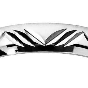 Alliance en argent rhodi� 4mm et diamant�e 3 traits de biais en forme de vague - Vue 2