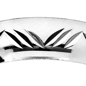 Alliance en argent rhodi� 6mm et diamant�e 3 traits de biais en forme de vague - Vue 2