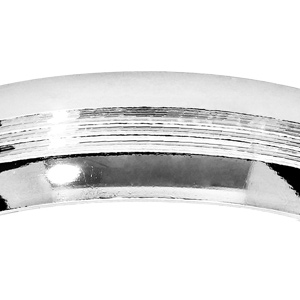 Alliance en argent rhodi� 5mm avec bande rainur�e au milieu - Vue 2
