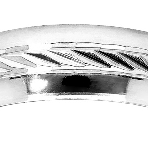 Alliance en argent rhodi� 6mm avec bande cisel�e en diagonale au milieu et bords brillants - Vue 2