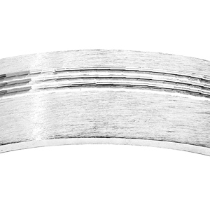 Alliance en argent rhodi� satin� 5mm avec rainures brillantes - Vue 2