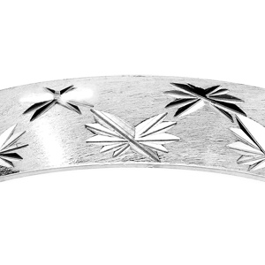 Alliance en argent rhodi� satin� 4mm et diamant�e 2 rangs d\'�toiles - Vue 2